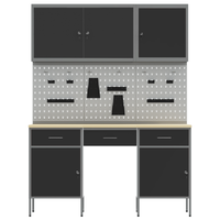 Set di banchi da lavoro da 8 pezzi in acciaio nero