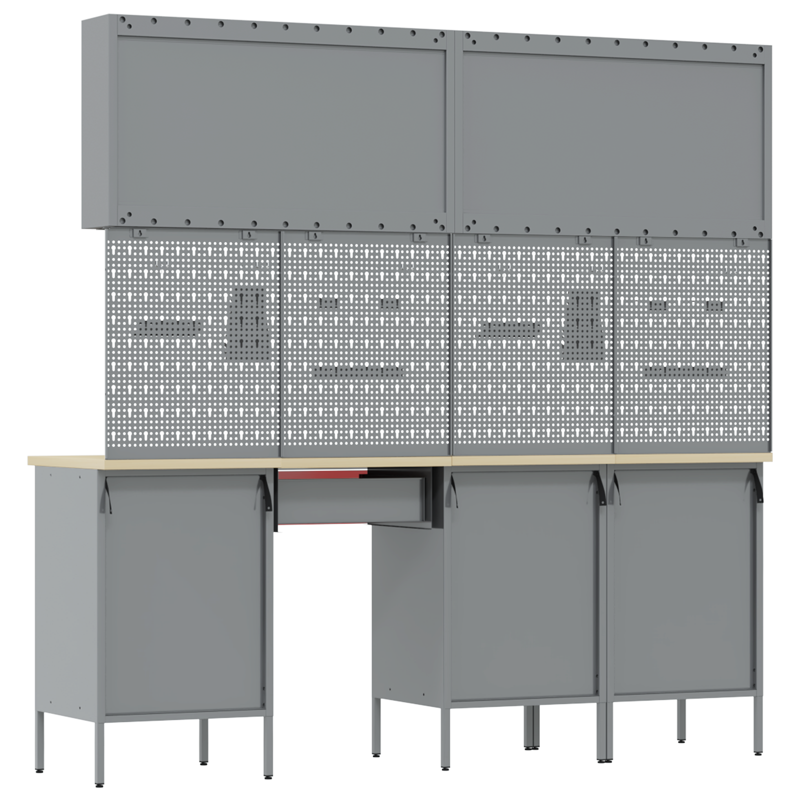 Set da Banco da Lavoro in Acciaio Rosso da 10 Pezzi