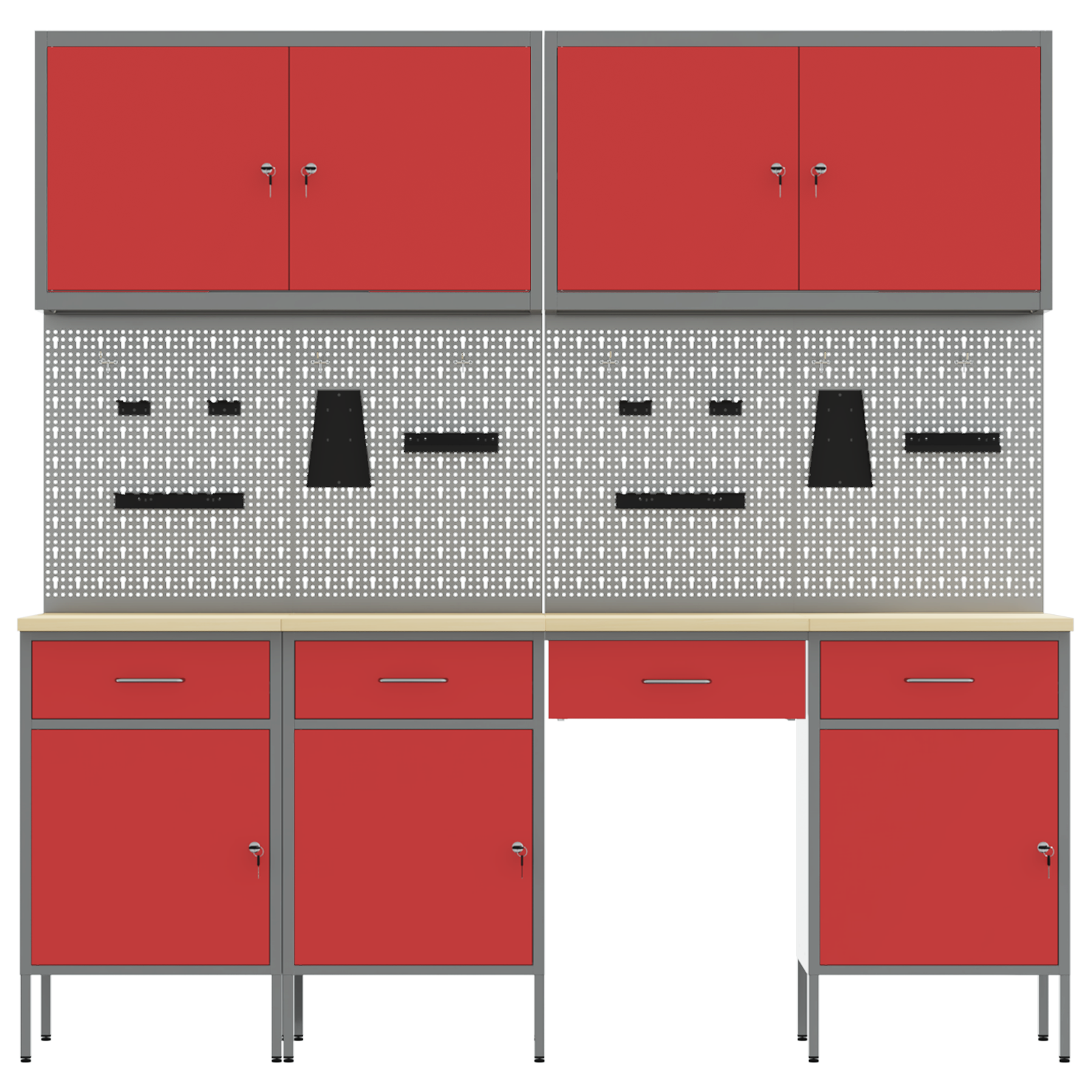 Set da Banco da Lavoro in Acciaio Rosso da 10 Pezzi