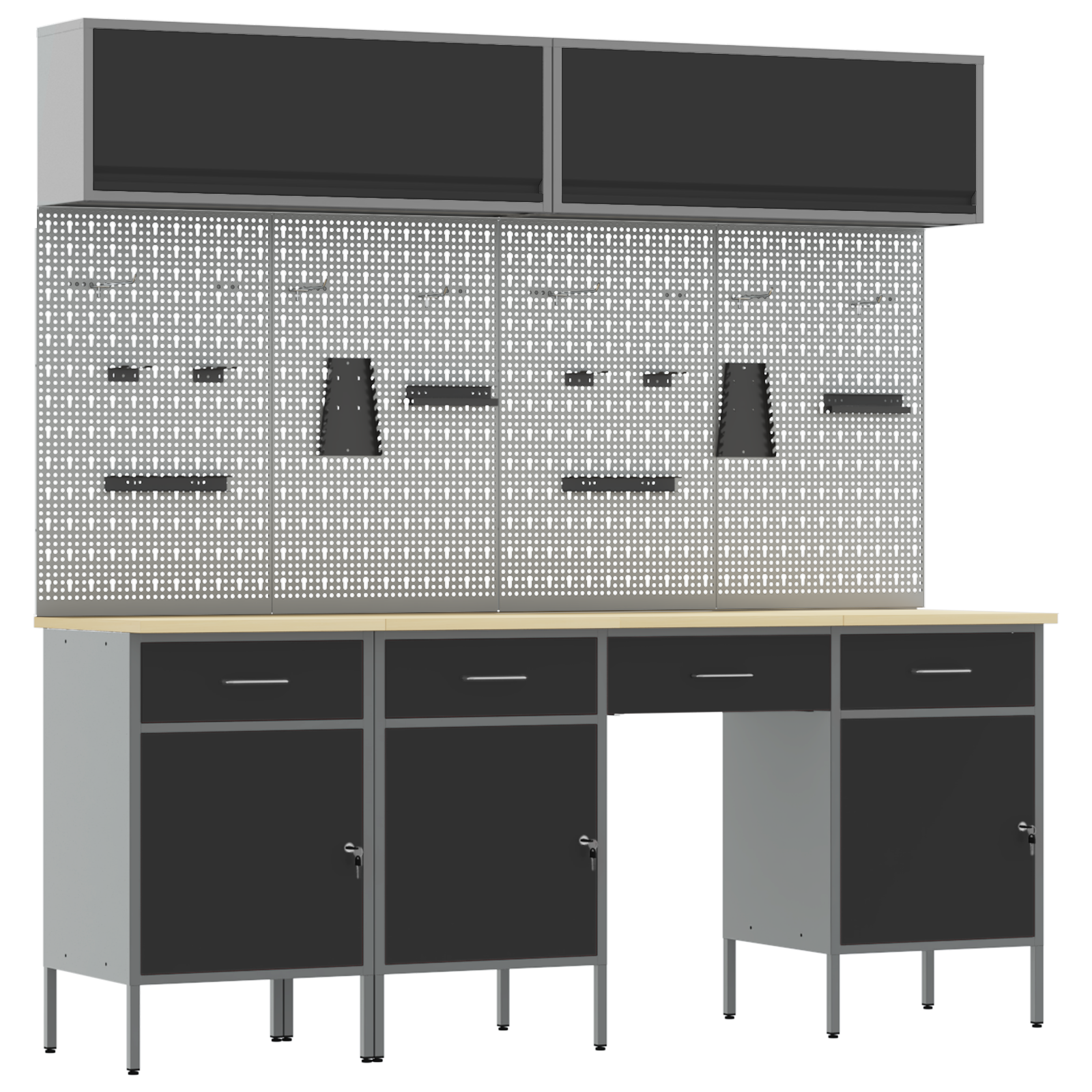 Set da Banco da Lavoro in Acciaio Nero da 10 Pezzi