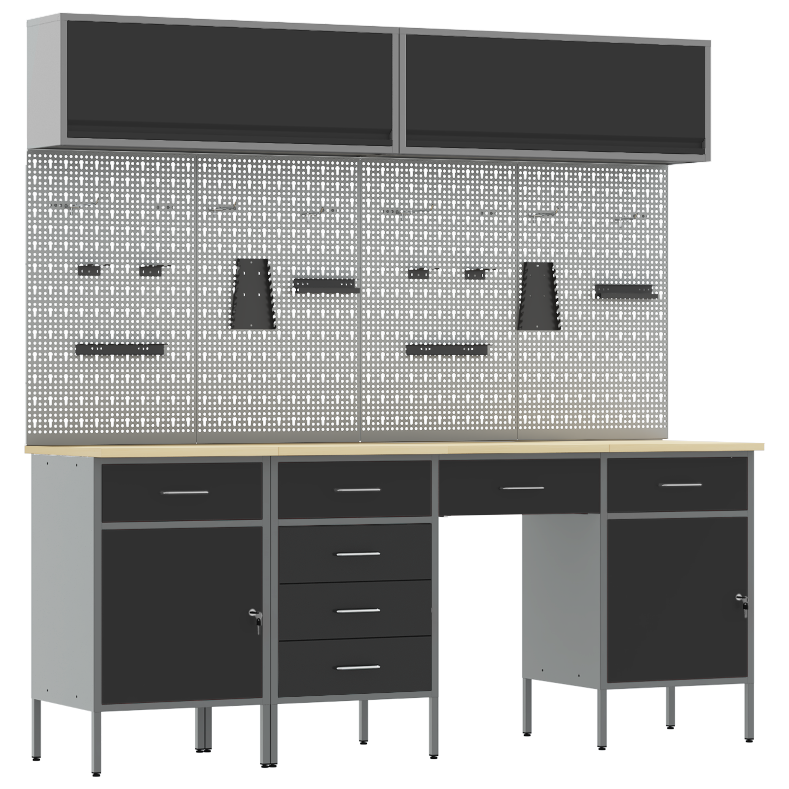 Set di Banchi da Lavoro in Acciaio Nero da 10 Pezzi