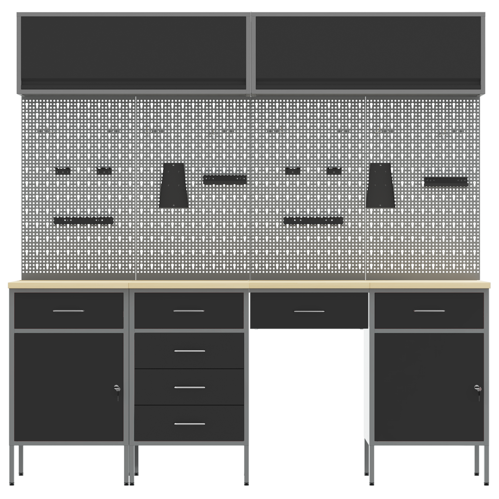 Set di Banchi da Lavoro in Acciaio Nero da 10 Pezzi