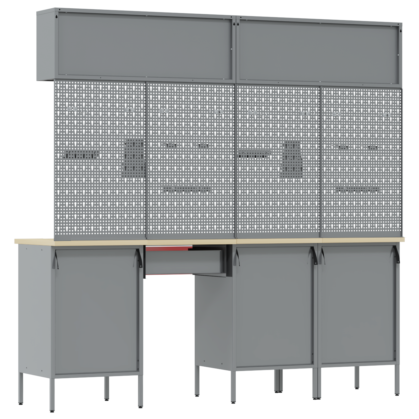 Set di Banchi da Lavoro in Acciaio Rosso da 10 Pezzi di