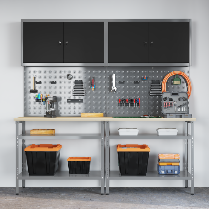 Set da Lavoro in Acciaio Grigio 8 Pezzi di