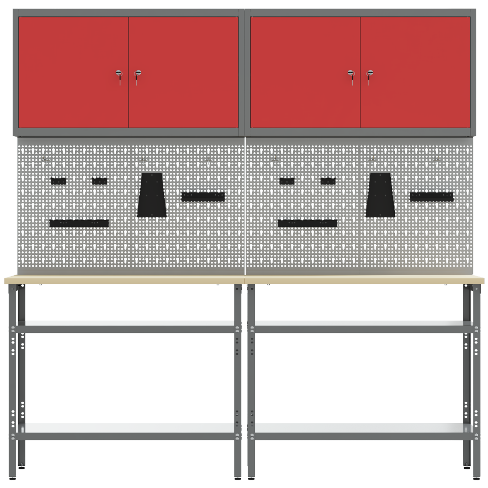 Set di banche da lavoro 8 pezzi grigio in acciaio