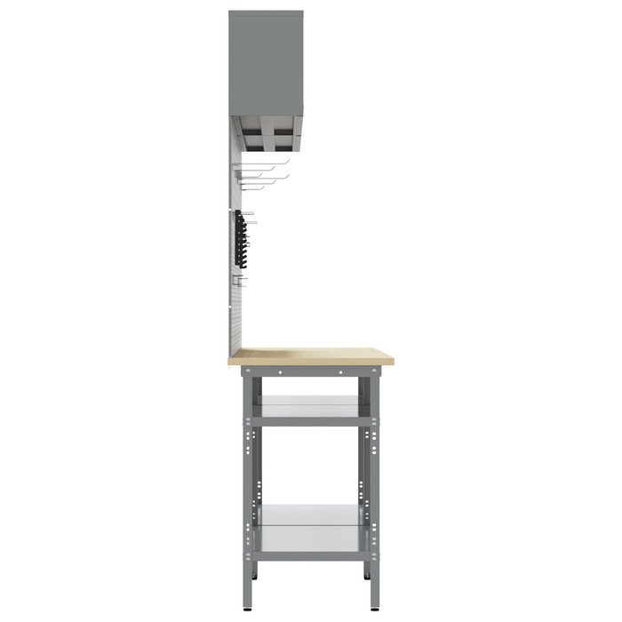 Set di 8 banchi da lavoro in acciaio grigio