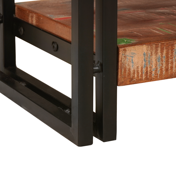 Set di 2 Tavoli Consolle con Cassetti, Legno Massello Recuperato Multicolore