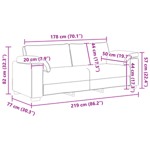 Set Divano 2 Pezzi con Cuscini Grigio Scuro