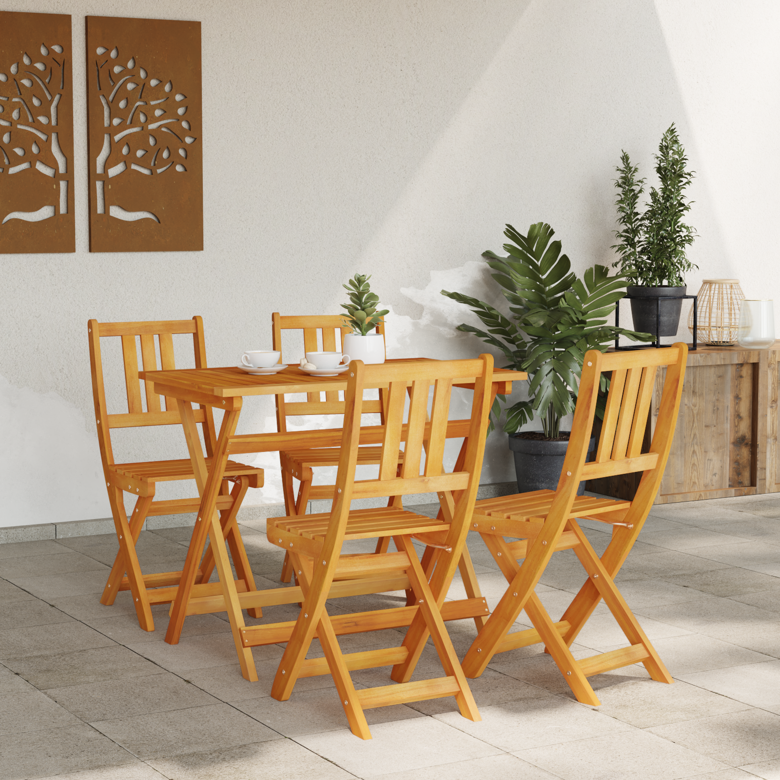 Sedie da Giardino Pieghevoli  4 pcs 36x46x86 cm Legno Massello di Acacia