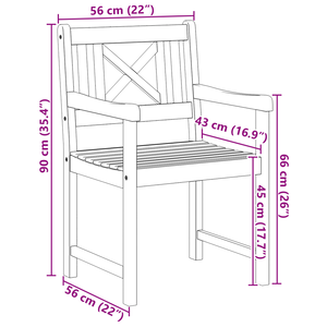 Sedie da giardino  4 pcs 56x55.5x90 cm Legno massiccio di acacia