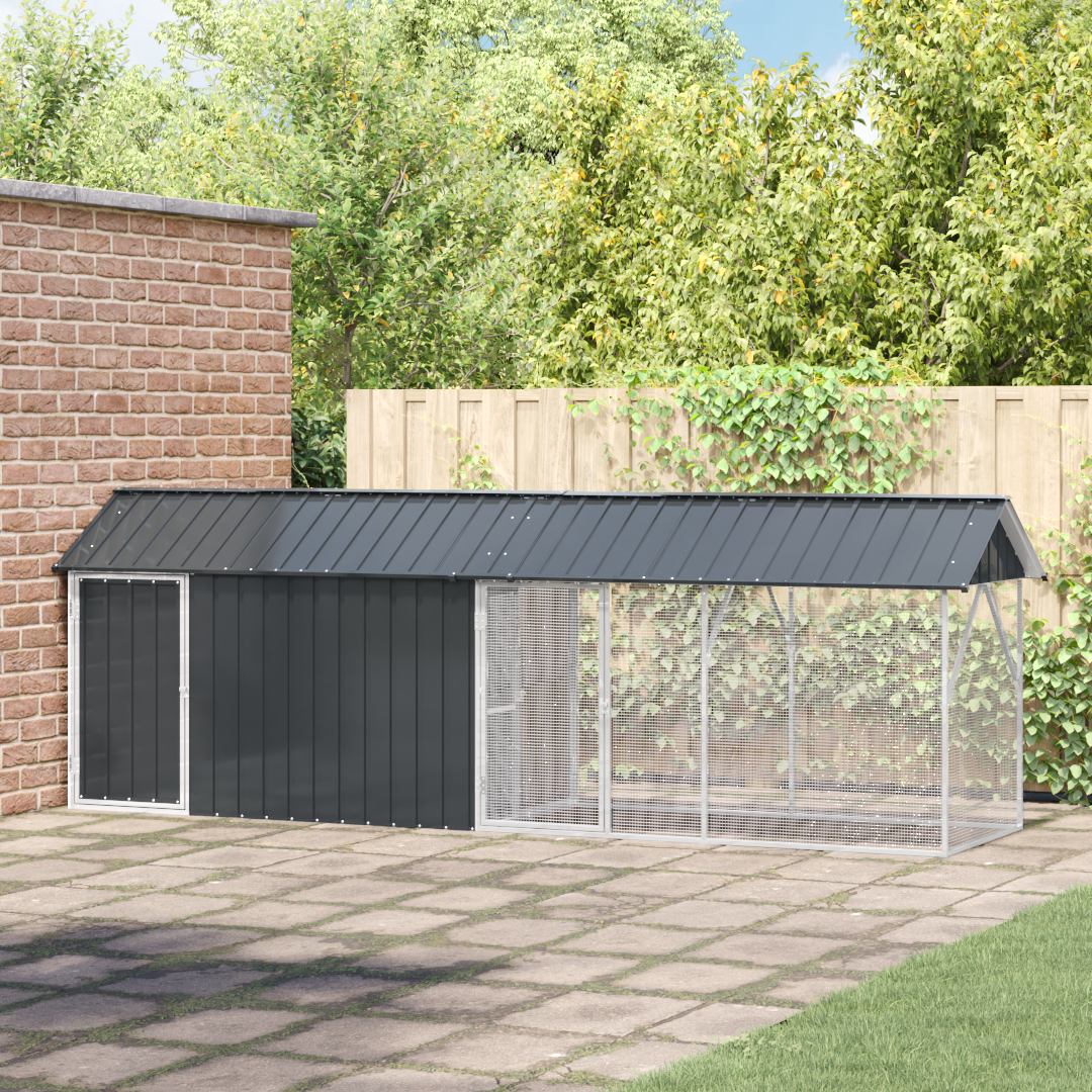 Voliera per uccelli con estensione Anthracite 112x442x141 cm Acciaio