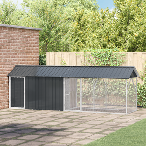 Voliera per uccelli con estensione Anthracite 112x442x141 cm Acciaio