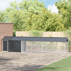 Aviario per Uccelli con Estensione Anthracite 112x640x141 cm in Acciaio