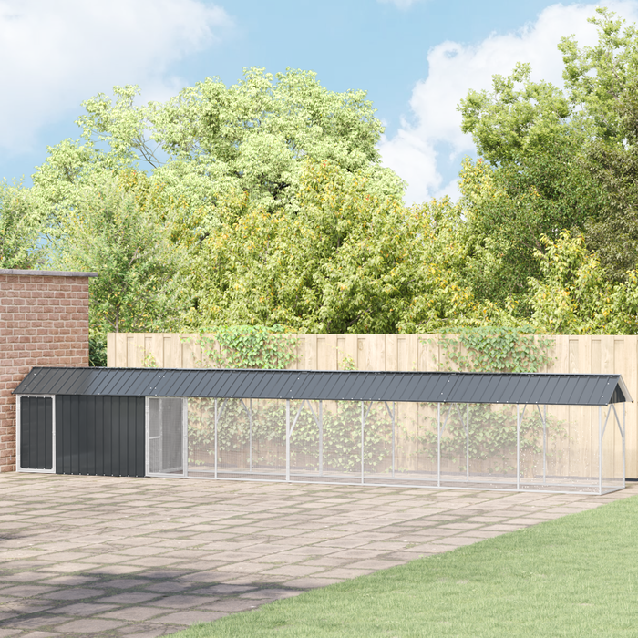 Voliera per Uccelli con Estensione Antracite 112x838x141 cm Acciaio