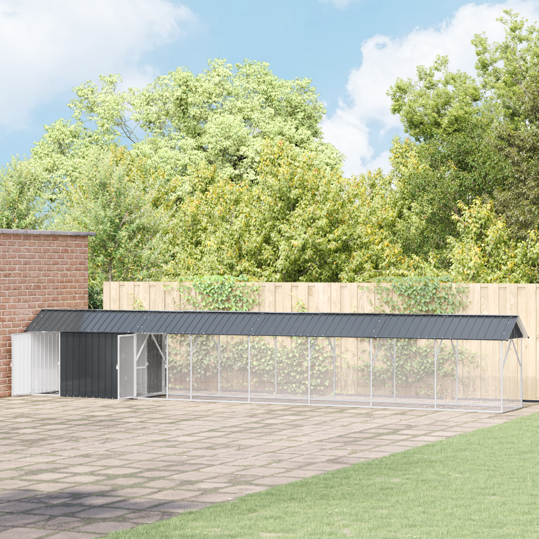 Voliera per Uccelli con Estensione Antracite 112x838x141 cm Acciaio