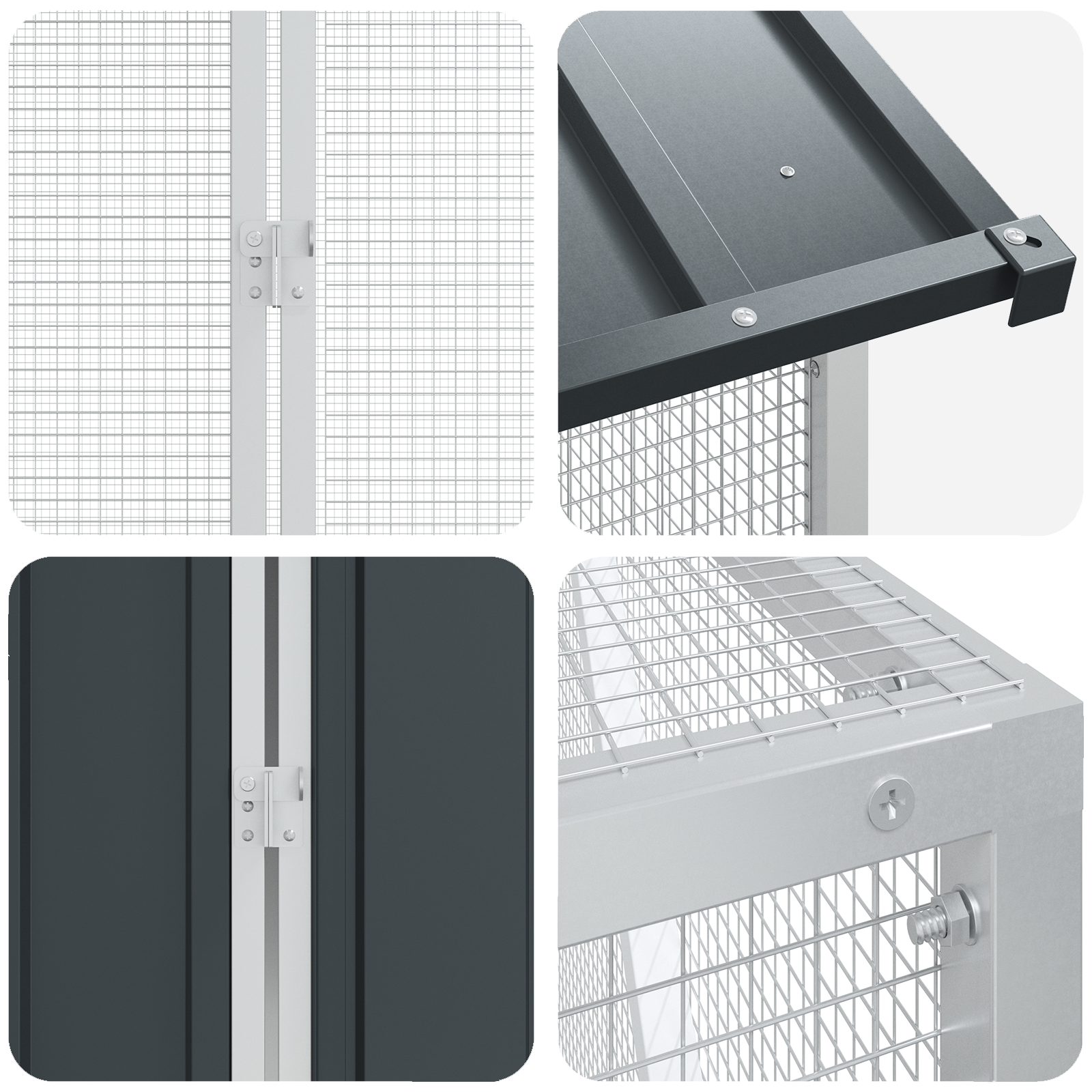Voliera per Uccelli con Estensione Antracite 112x619x141 cm Acciaio