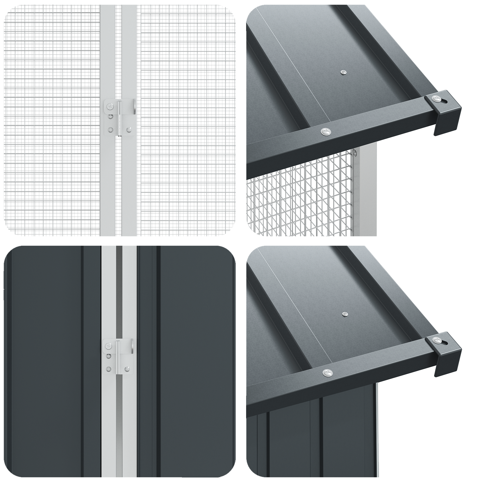 Voliera per Uccelli con Estensione Antracite 210x838x247 cm Acciaio