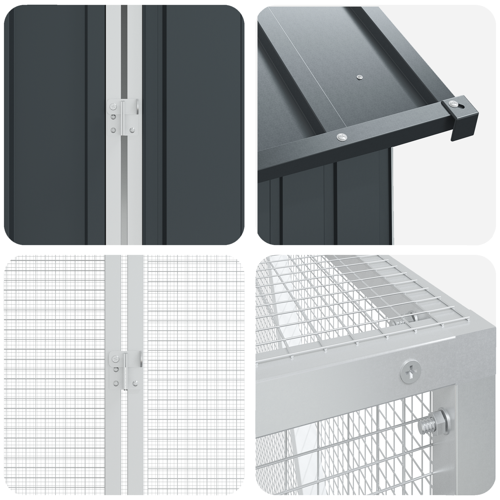 Aviario per Uccelli  con Estensione Anthracite 210x421x247 cm Acciaio