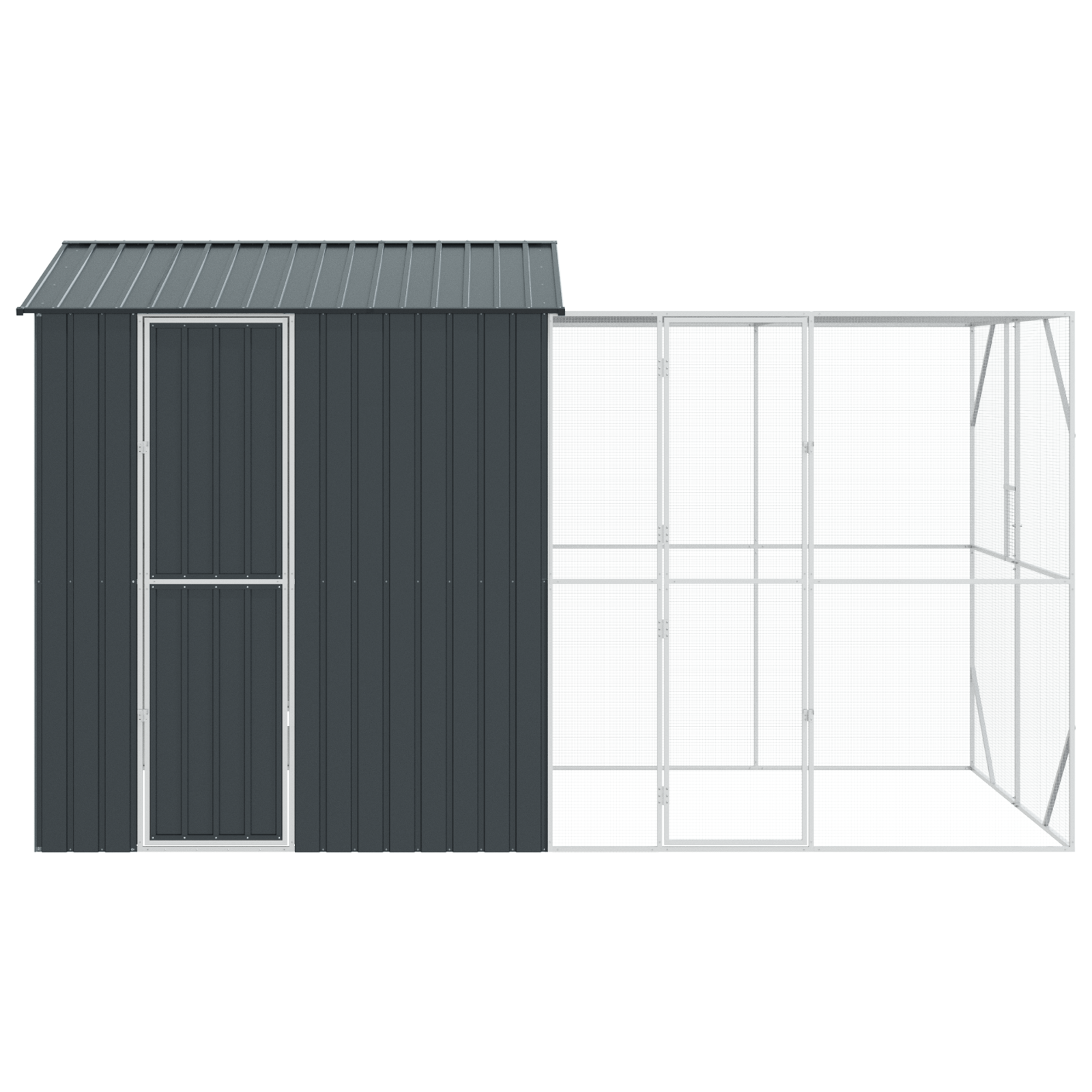 Aviario per Uccelli  con Estensione Anthracite 210x421x247 cm Acciaio