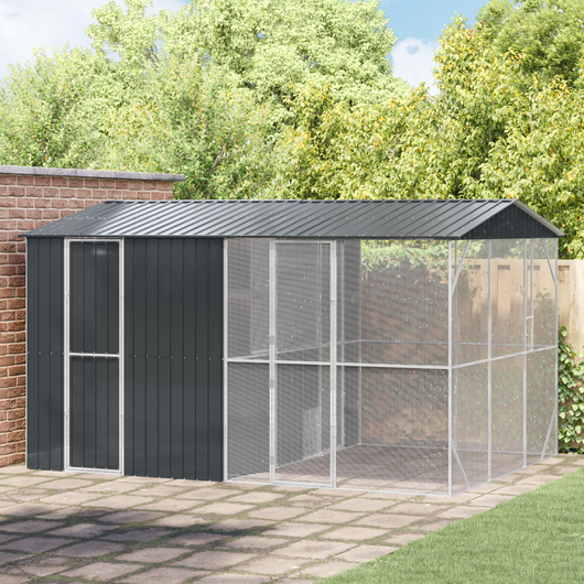 Aviario per Uccelli con Estensione Anthracite 310x442x247 cm in Acciaio