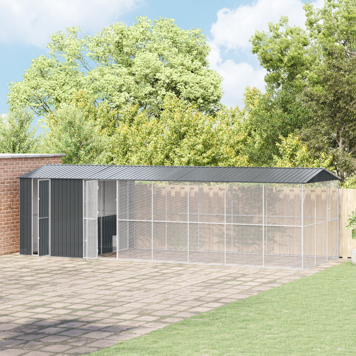 Voliera per Uccelli con Estensione Antacite 310x838x247 cm Acciaio