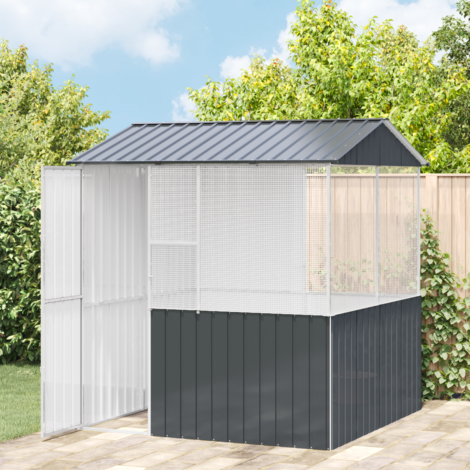 gabbia per uccelli  antracite 215x78x200 cm acciaio zincato