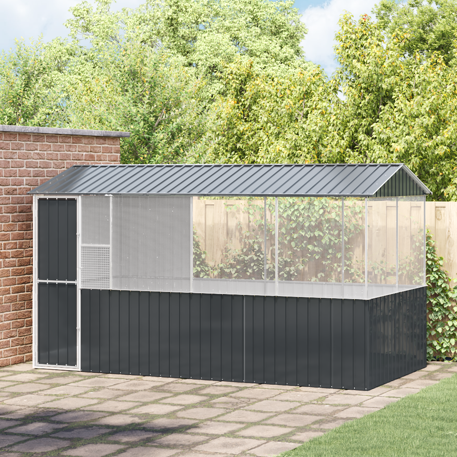 Gabbia per Uccelli  Anthracite 215x78x200 cm in Acciaio Zincato