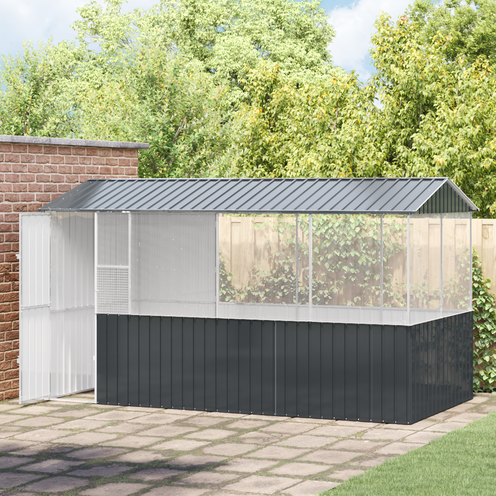 Gabbia per Uccelli  Anthracite 215x78x200 cm in Acciaio Zincato