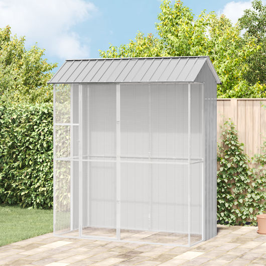 Aviario per Uccelli  Grigio 215x110x247 cm Acciaio