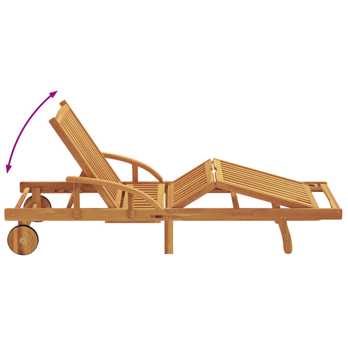 Lettini prendisole 2 pcs con cuscini e ruote Rosso Legno massello di Acacia