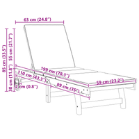 Lettini prendisole 2 pz con ruote e cuscino in legno massello di acacia