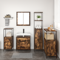 Set di mobili da bagno 5 pezzi in legno ingegnerizzato rovere affumicato
