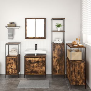 Set di mobili da bagno 5 pezzi in legno ingegnerizzato rovere affumicato