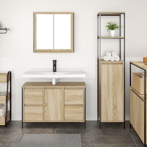 Set di mobili da bagno 2 pezzi in legno ingegnerizzato rovere Sonoma