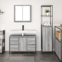 Set di mobili per bagno 2 pezzi grigio sonoma in legno ingegnerizzato
