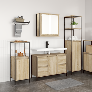 Set di Mobili per Bagno 3 Pezzi Rovere Sonoma Legno Ingegnerizzato
