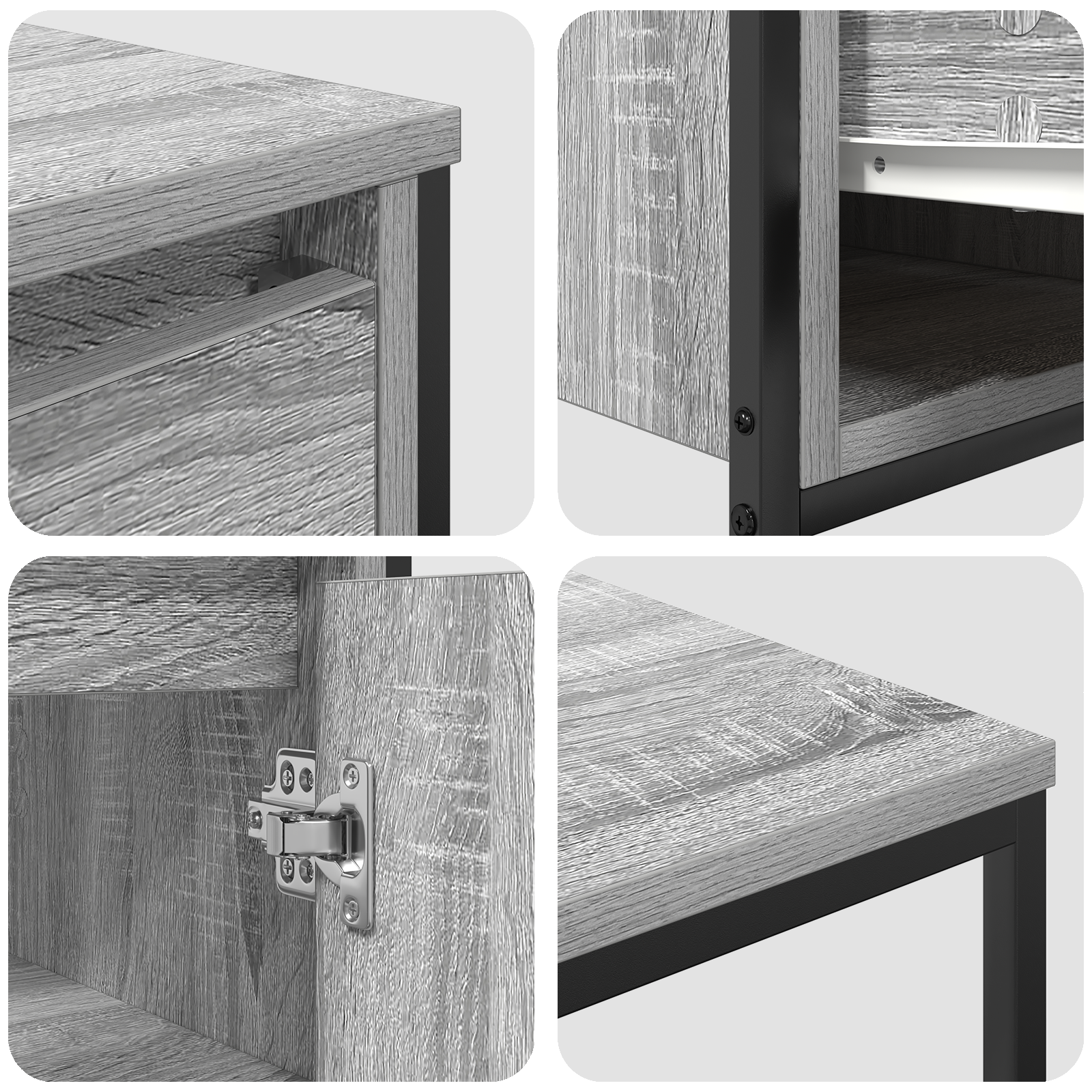 Set di mobili da bagno in legno ingegnerizzato grigio sonoma