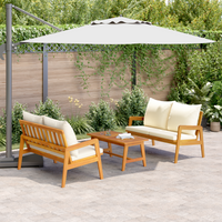 Set Bistro 3 Pezzi con Cuscini in Legno Massello di Acacia