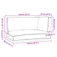Set di Cuscini per Pallet 3 Pezzi Antracite Tessuto Oxford