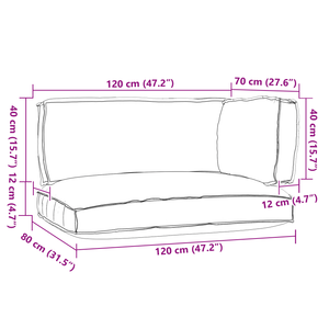 Set di Cuscini per Pallet 3 Pezzi Antracite Tessuto Oxford