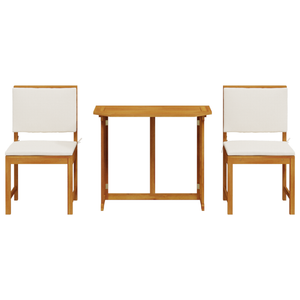 Set Bistro Giardino 3 Pezzi con Cuscini in Legno Massello di Acacia