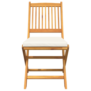 Sedia da Giardino Pieghevole  con Cuscino Bianco 4pcs in Legno di Acacia Solido