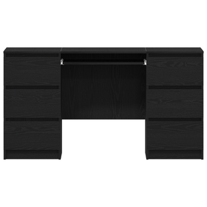 Scrivanie 2 pezzi in rovere nero 140x50x76 cm in legno ingegnerizzato