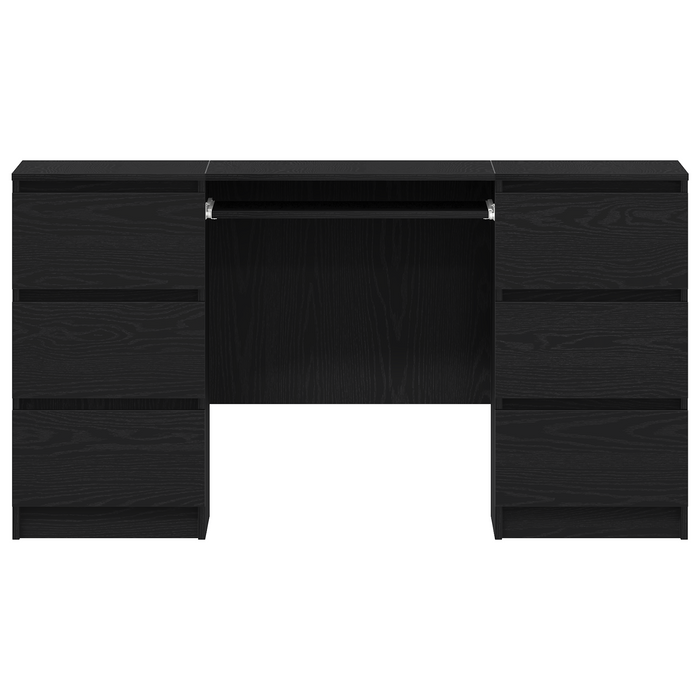 Scrivanie 2 pezzi in rovere nero 140x50x76 cm in legno ingegnerizzato