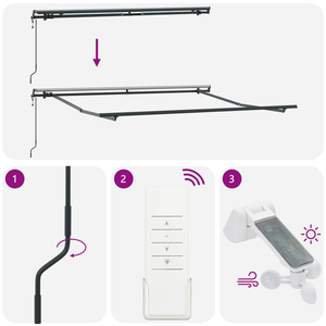 Ombrellone Retrattile Automatico a Strisce Multicolore 300x250 cm