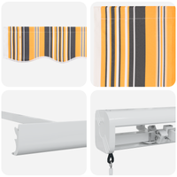 Ombrello retrattile manuale a righe multicolore 350x250 cm