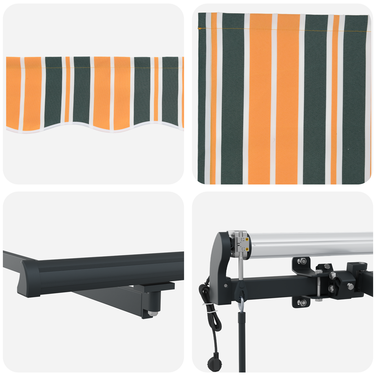 Tenda Retrattile Automatica  Verde e Giallo 350x250 cm