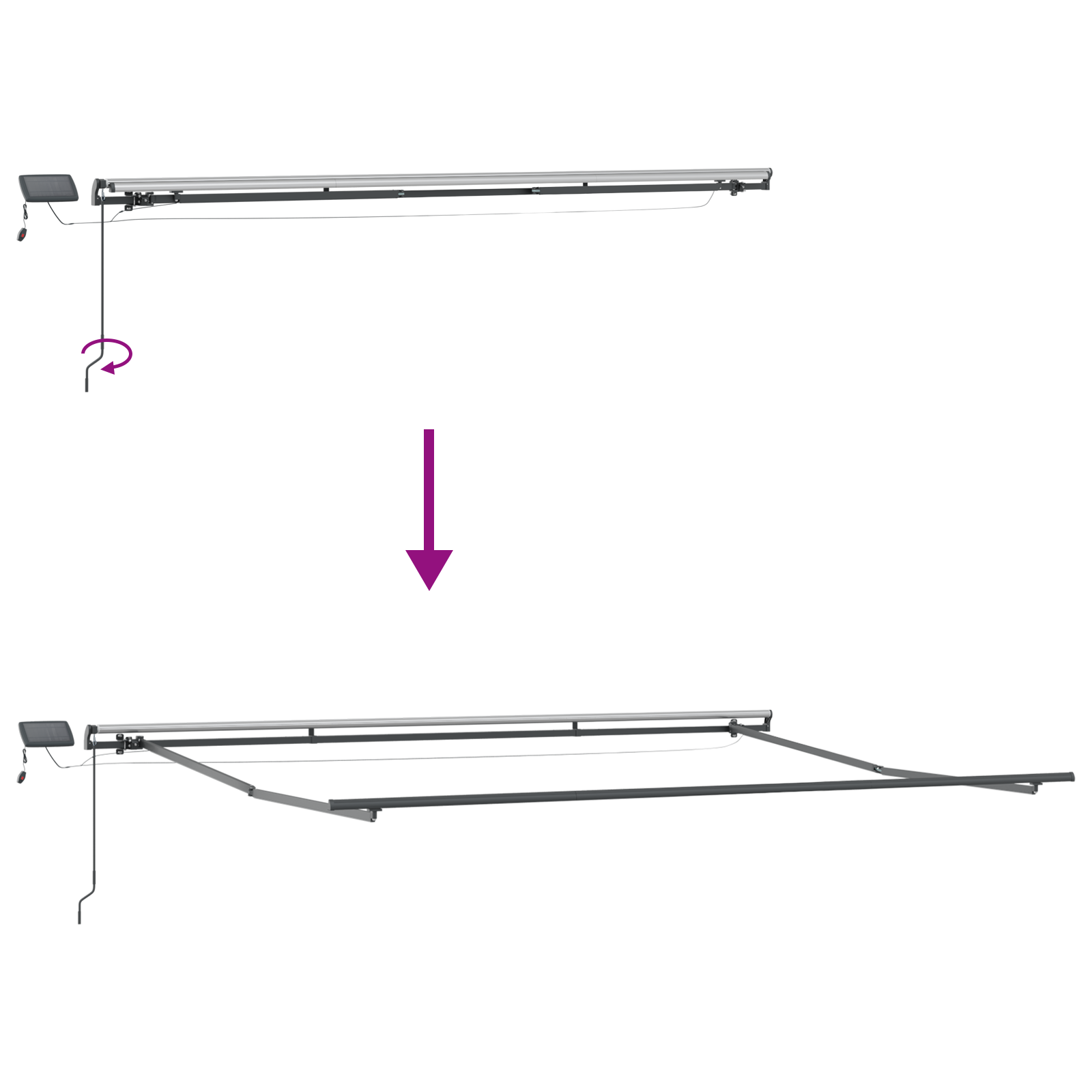 Tenda Manuale Retrattile  con LED Beige 500x300 cm