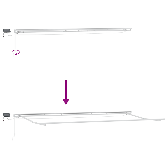 Ombrello retrattile manuale con LED giallo e arancione 600x300 cm