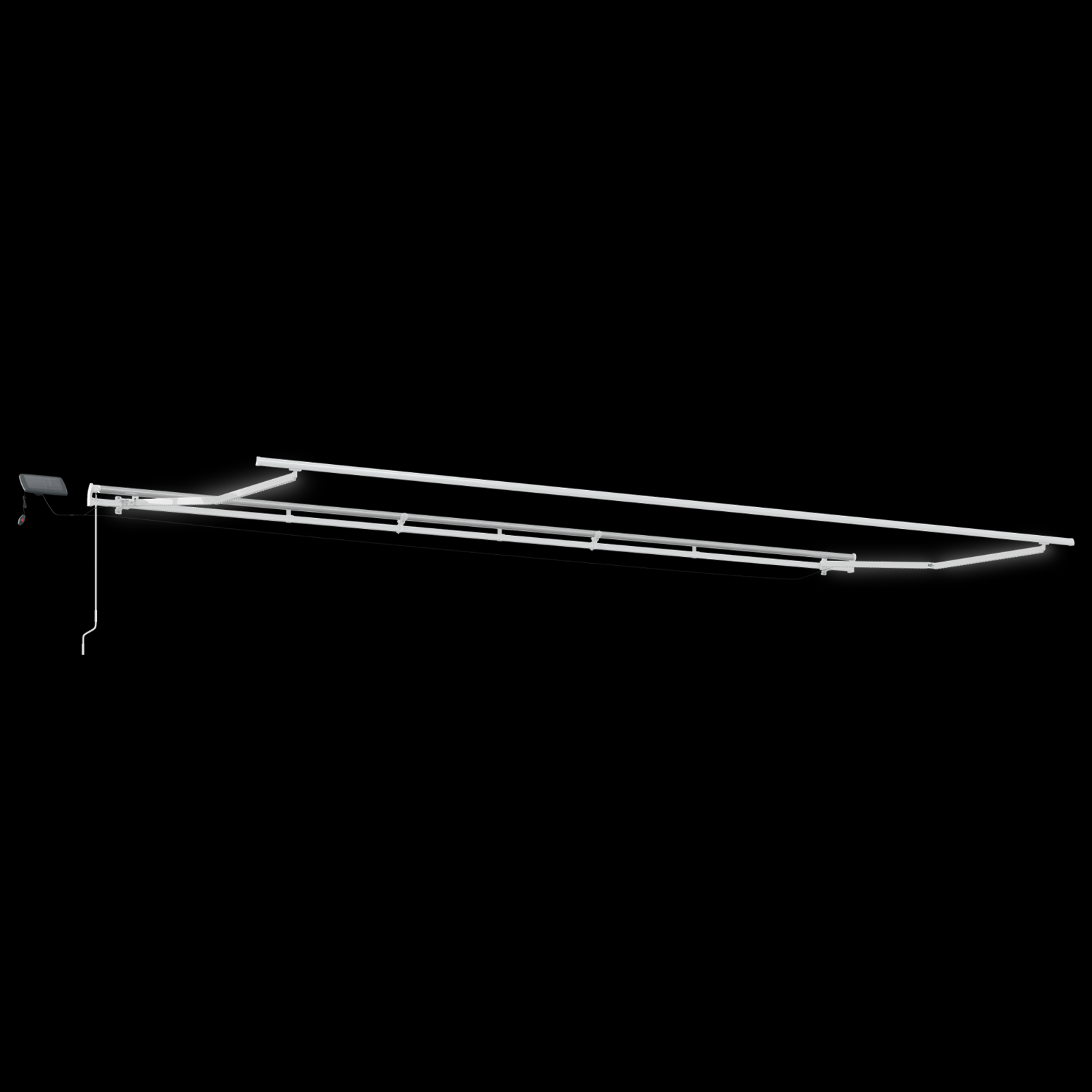 Ombrello retrattile manuale con LED giallo e arancione 600x300 cm